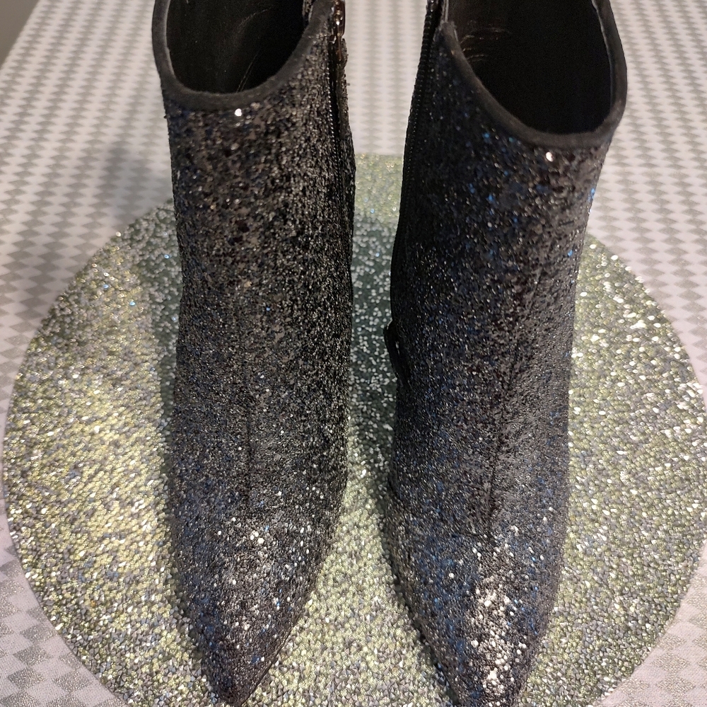 Nine West Sparkly Boots, 8, Silver/Black ombre